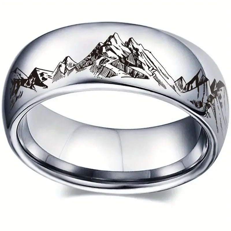 Ring with Mountains for Men silver