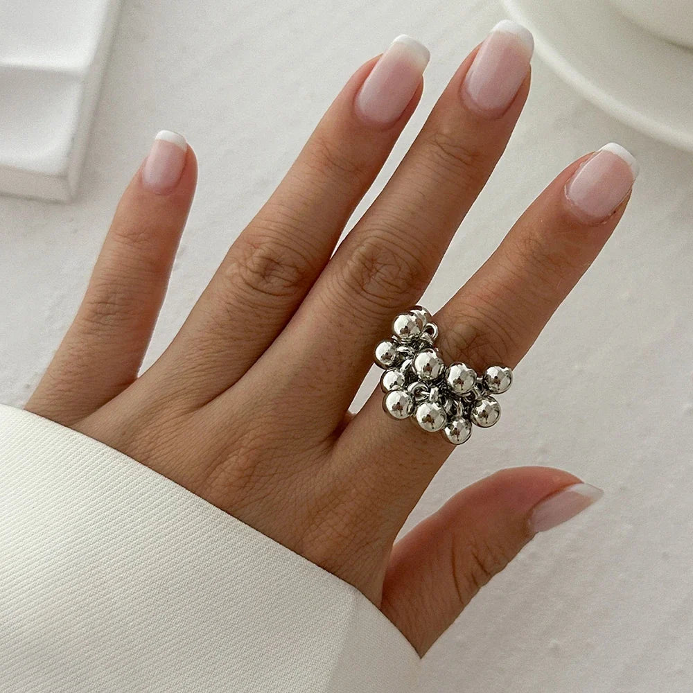 Ring with Silver or Gold Beads silver