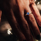 Ring with small round birthstones for women