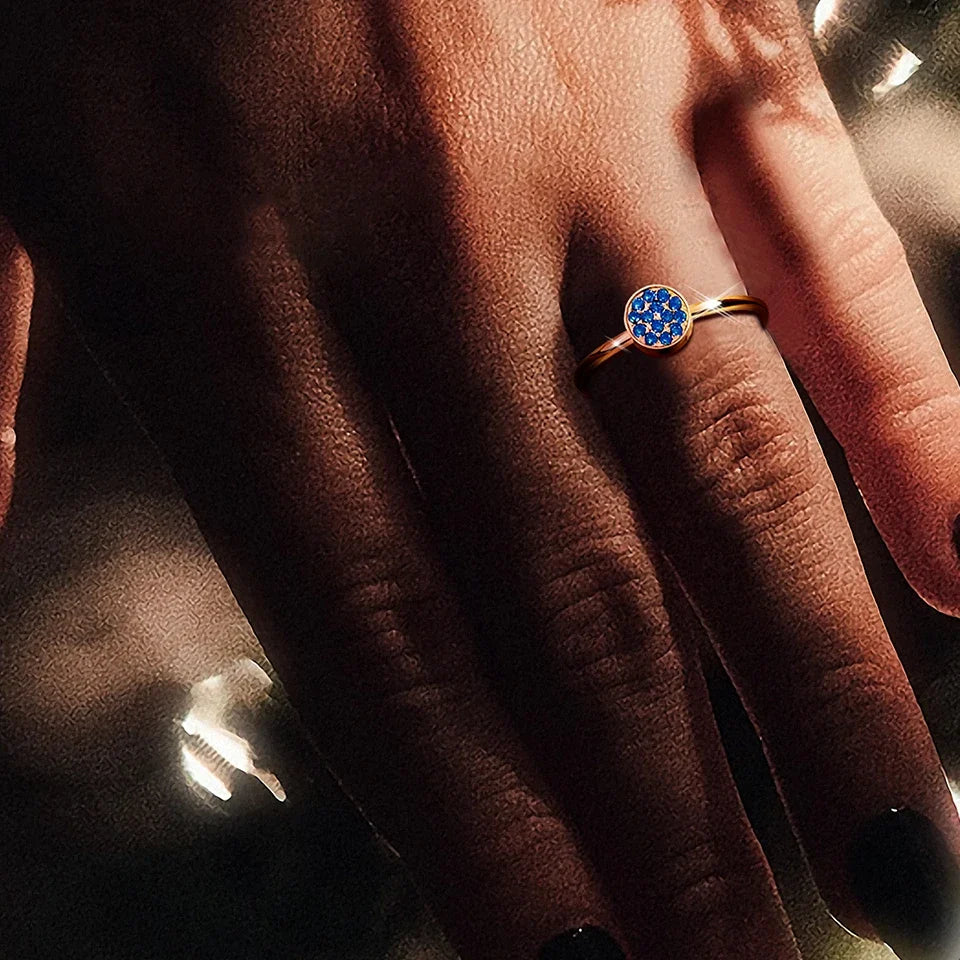 Ring with small round birthstones for women