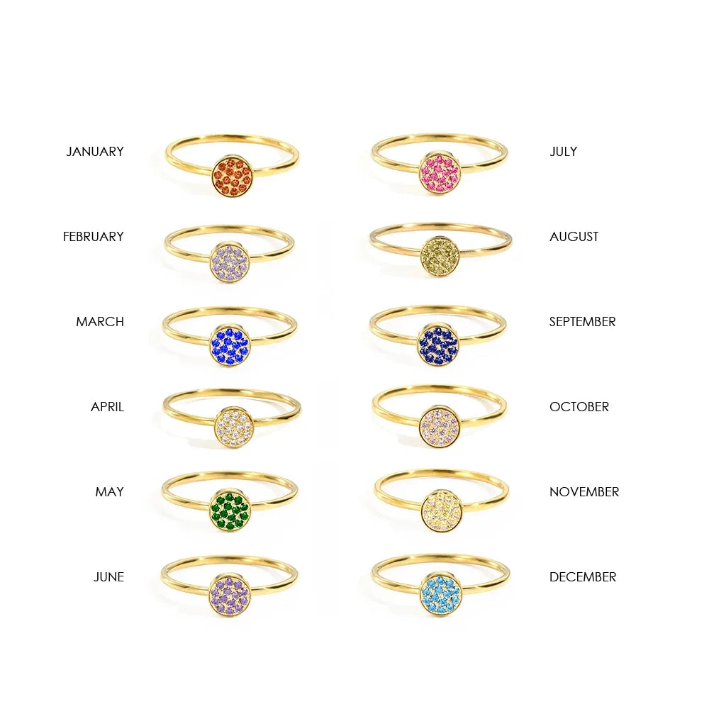 Ring with small round birthstones for women