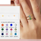 Ring with small round birthstones for women