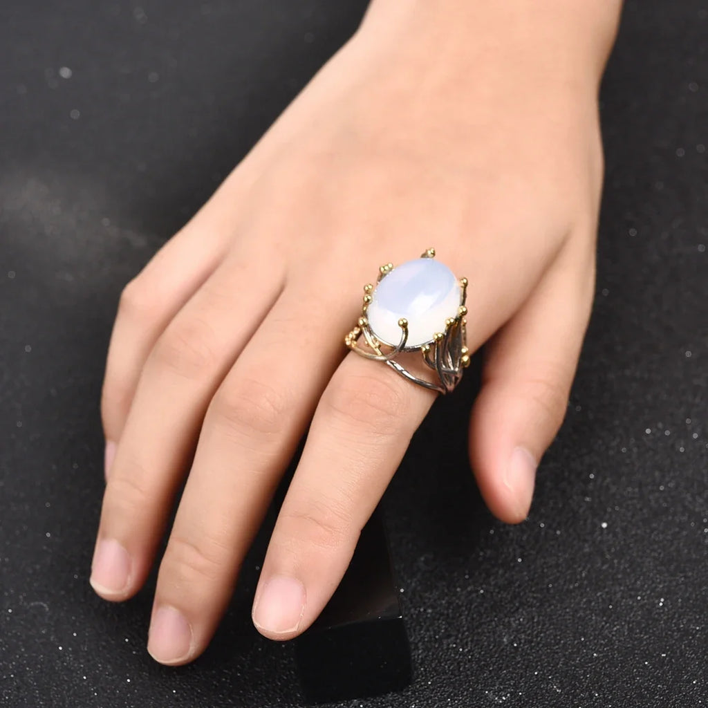 Ring with Natural Moonstone