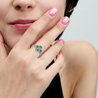 Four-Leaf Clover Ring with Green Zircon