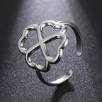 Four-Leaf Clover Ring for Women, silver