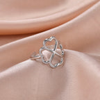 Four-Leaf Clover Ring for Women, silver