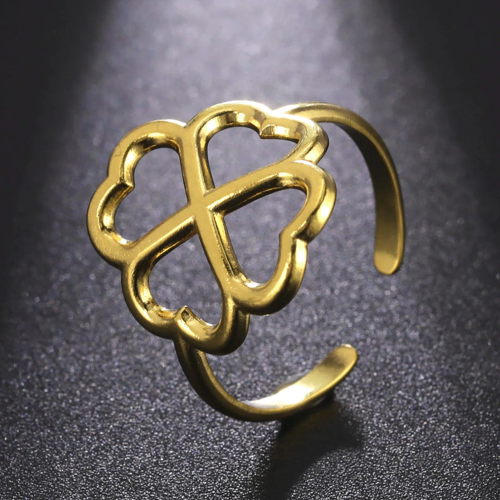 Four-Leaf Clover Ring for Women, gold
