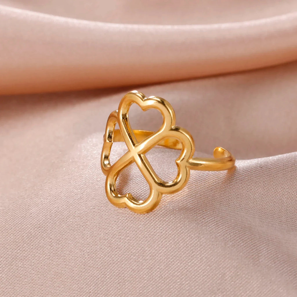 Four-Leaf Clover Ring for Women, gold