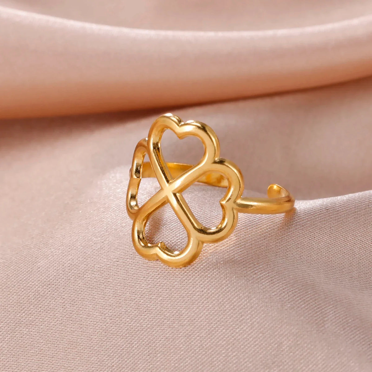 Four-Leaf Clover Ring for Women, gold