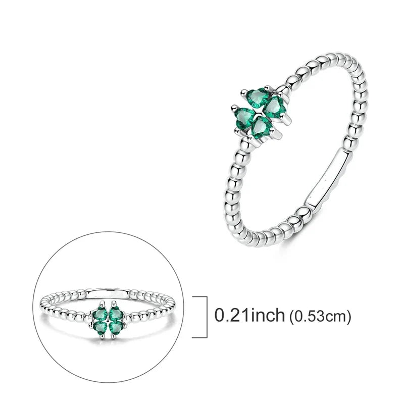 Ring with Green Four-Leaf Clover