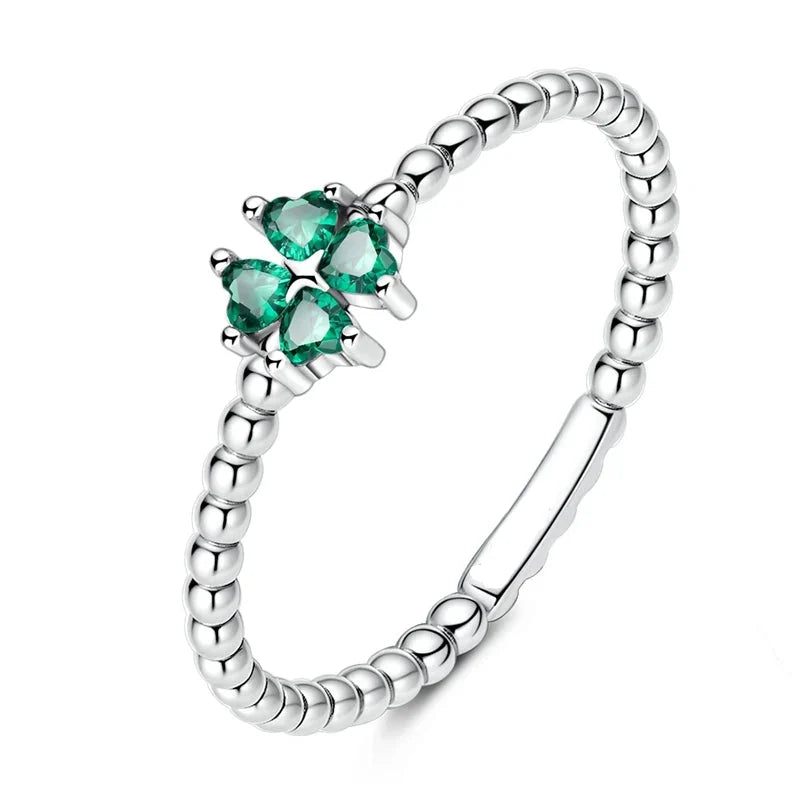Ring with Green Four-Leaf Clover