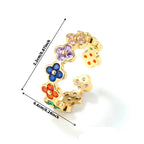 Ring with Colored Four-Leaf Clovers in Zircon