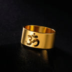 Tibetan Om Buddhist Ring Gold