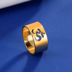 Tibetan Om Buddhist Ring Gold