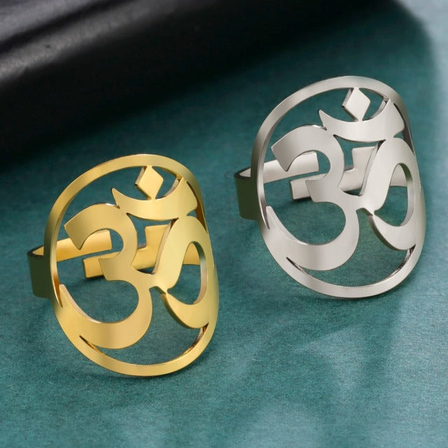 Tibetan Om Buddhist Ring Signet Band for Men and Women