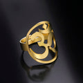 Tibetan Om Buddhist Ring Signet Band for Men and Women in Gold