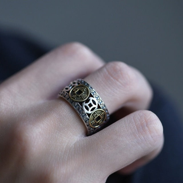 Tibetan Buddhist Ring for Men and Women Signet Ring Gold and Silver