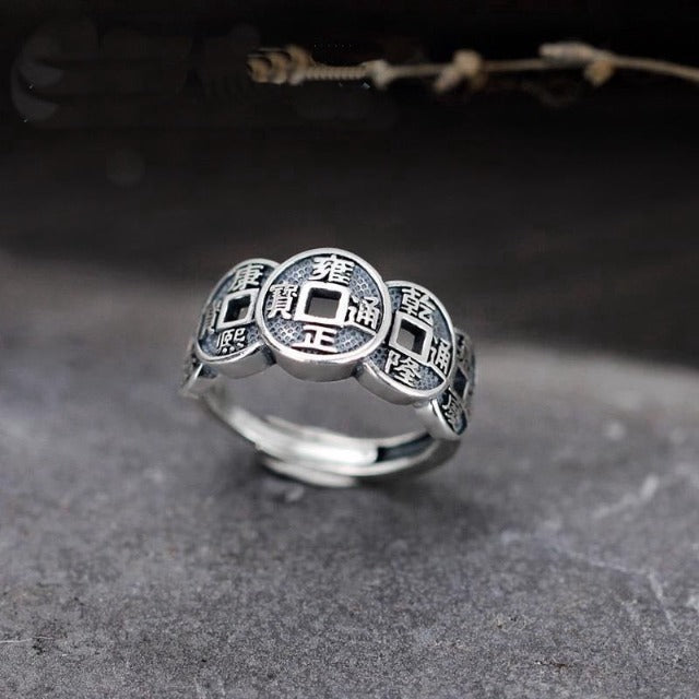 Tibetan Buddhist Ring for Men and Women Signet Ring Silver