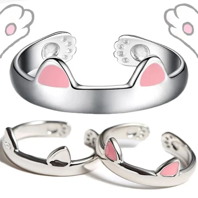 Pink-Eared Cat Hug Ring