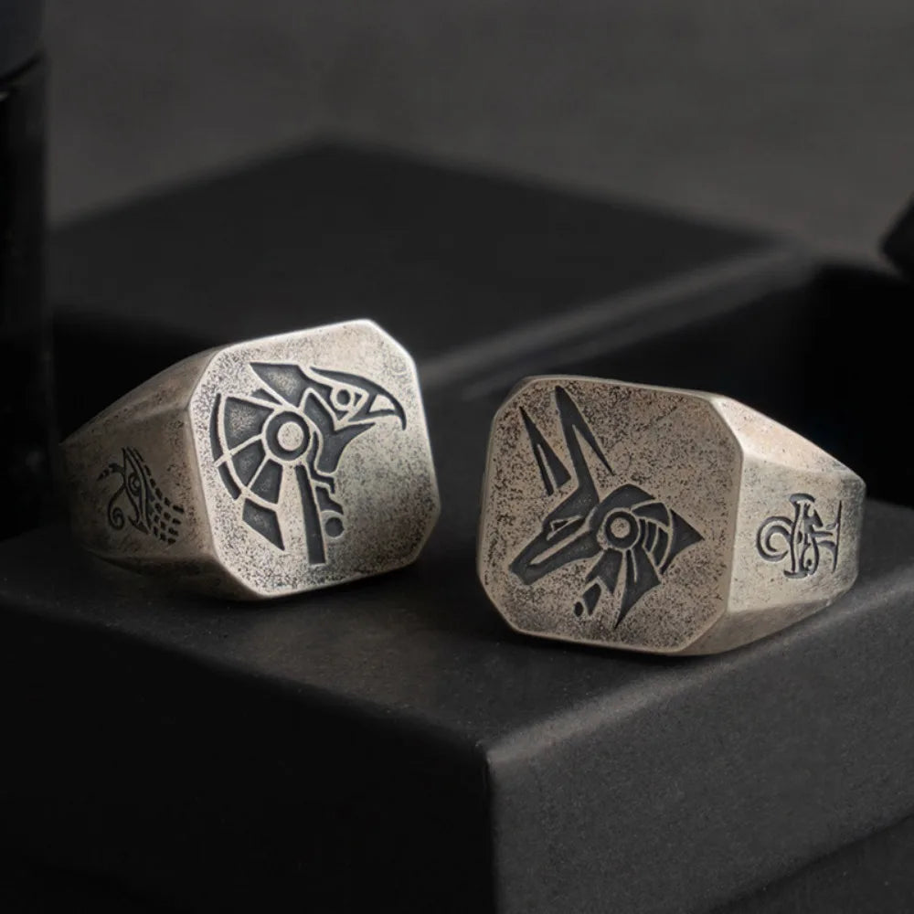 Square Ring in Egyptian-Style Eye of Horus