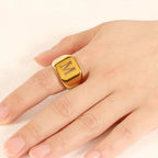 Wide men's ring personalized with initial