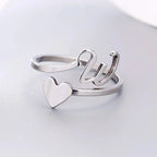 Silver Initial Heart Ring W