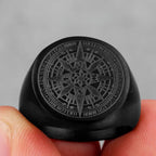 Compass Ring Signet Compass Rose black