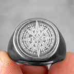 Compass Ring Signet Compass Rose gray