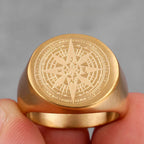 Compass Ring Signet Compass Rose gold