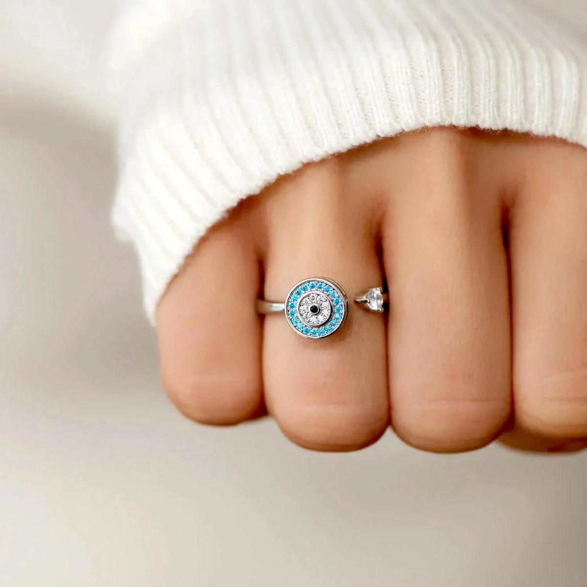Anti-Anxiety Ring Greek Turkish Blue Eye Matiasma Mataki