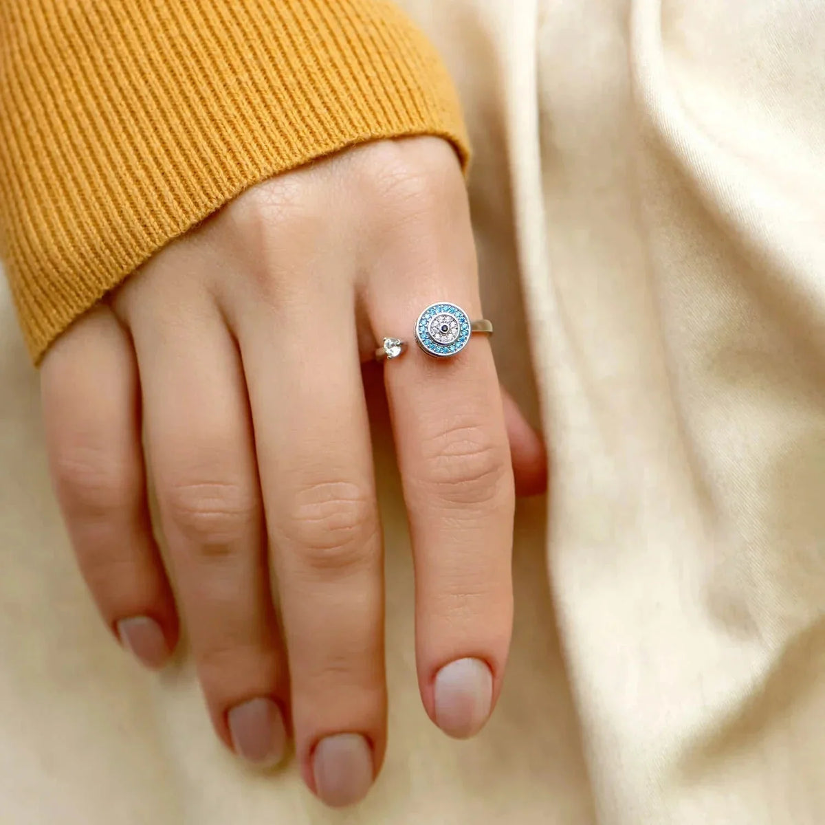 Anti-Anxiety Ring Greek Turkish Blue Eye Matiasma Mataki