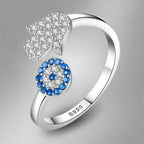 Greek Turkish Blue Evil Eye Matiasma Mataki Ring in Silver