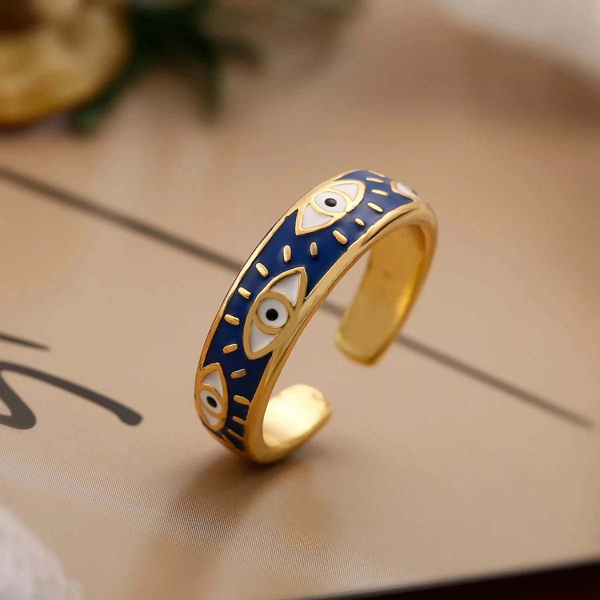 Blue Turkish Evil Eye Ring Blue Band