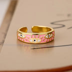Blue Turkish Evil Eye Ring Pink Band