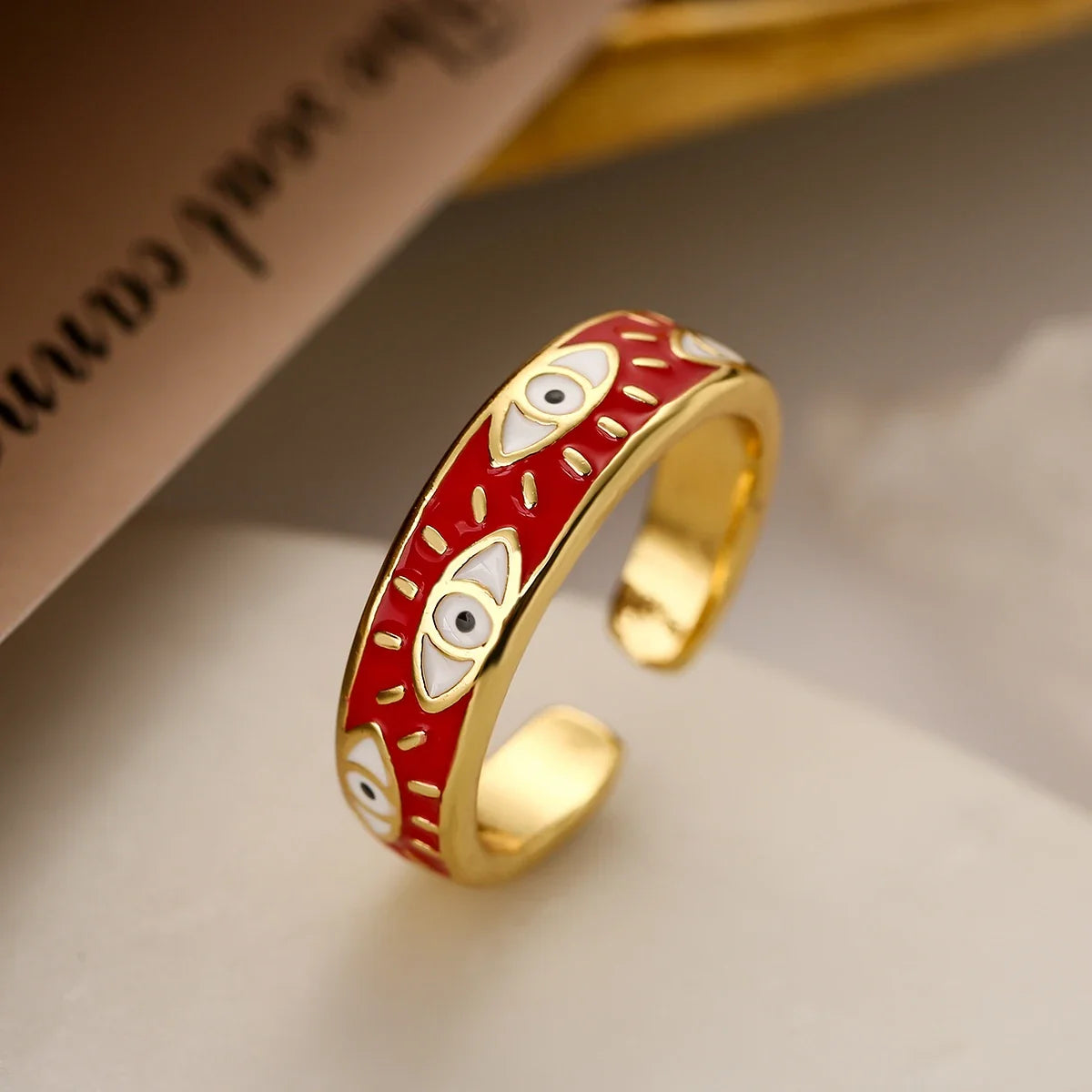 Blue Turkish Evil Eye Ring Red Band