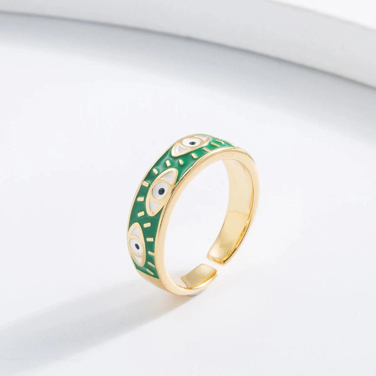 Blue Turkish Evil Eye Ring Green Band
