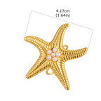 Gold-tone starfish shell ring