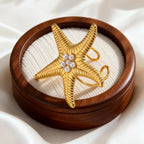 Gold-tone starfish shell ring