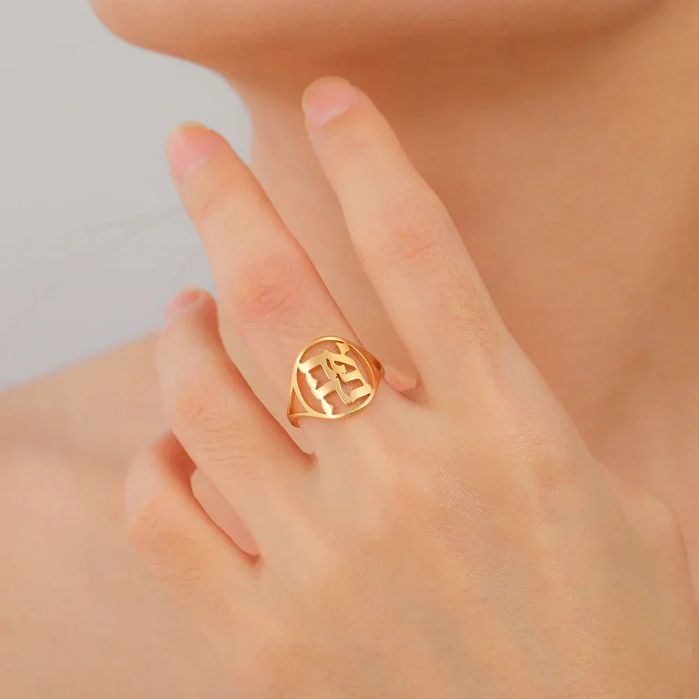 Hollow ring for men or women with Jewish Hebrew engraving gold