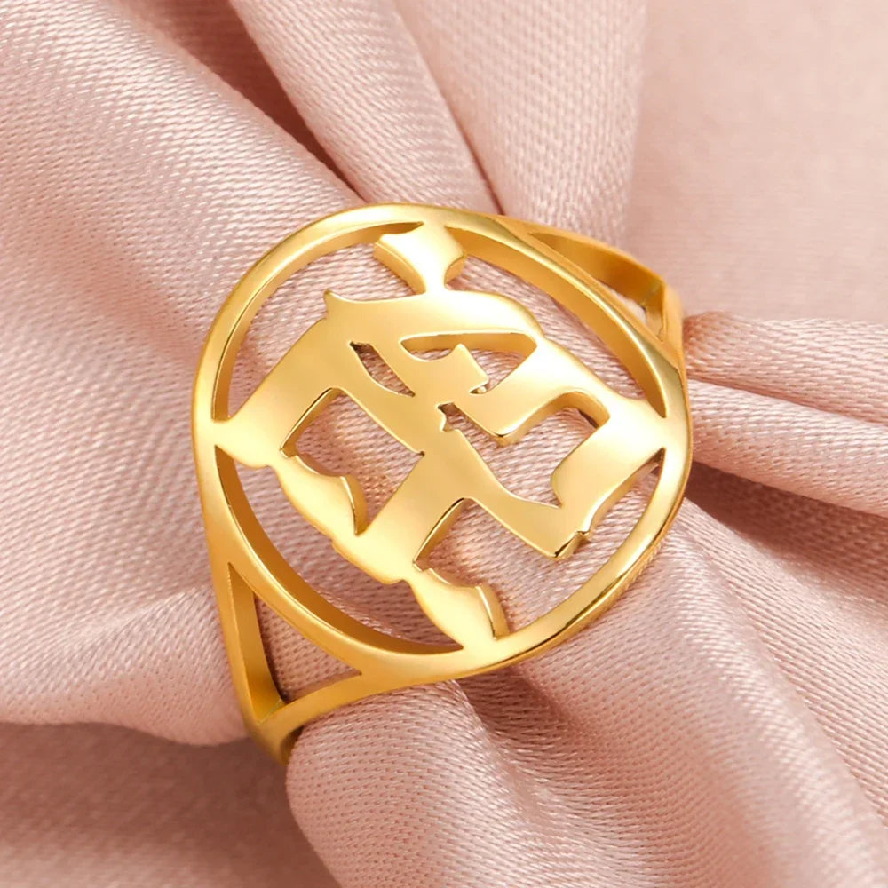 Hollow ring for men or women with Jewish Hebrew engraving gold