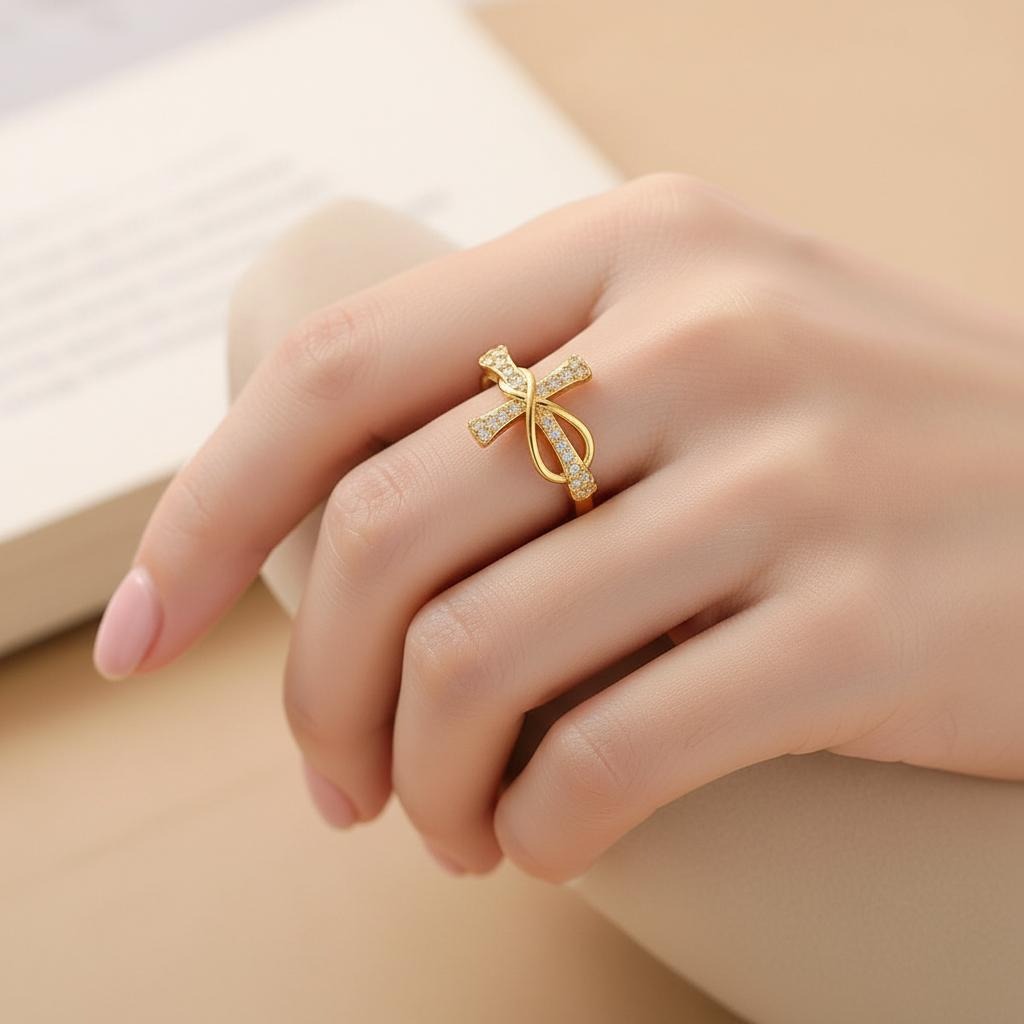 Christian Cross Zircon Ring for Women