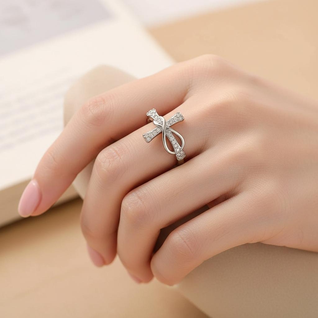 Christian Cross Zircon Ring for Women