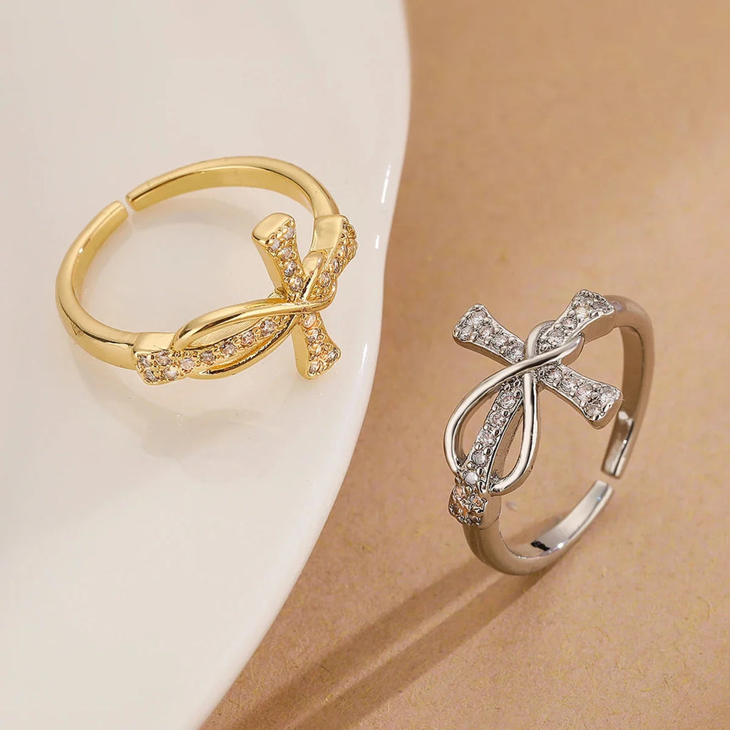 Christian Cross Zircon Ring for Women