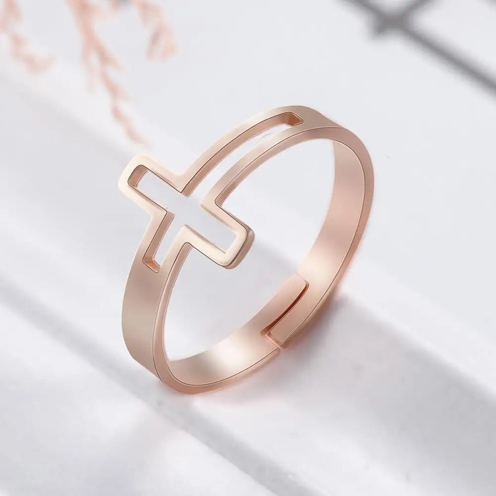 Discreet Cross Ring rose gold