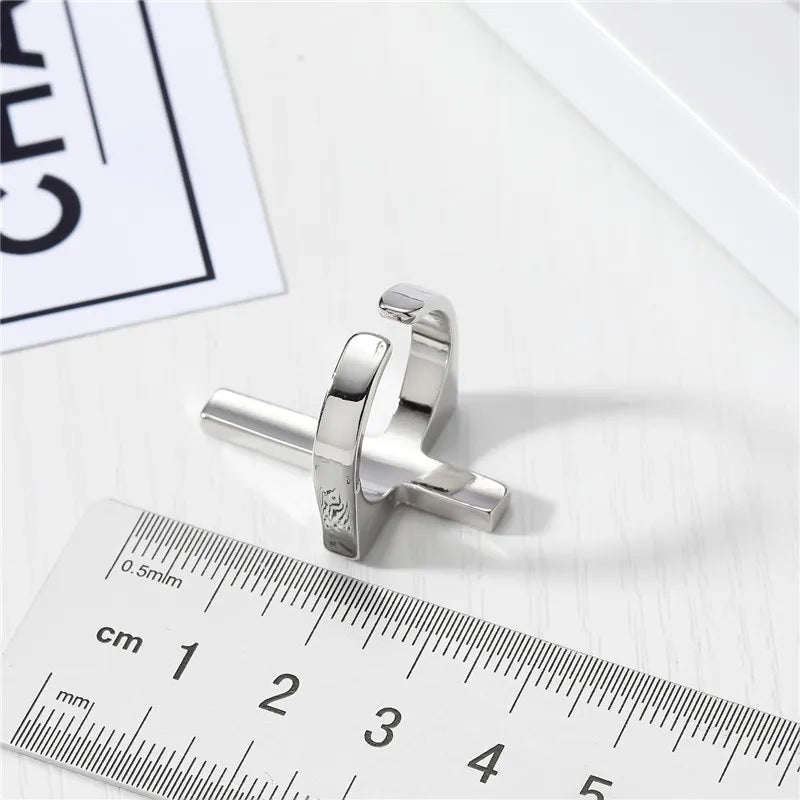Black Gothic Cross Ring for Men, Christian
