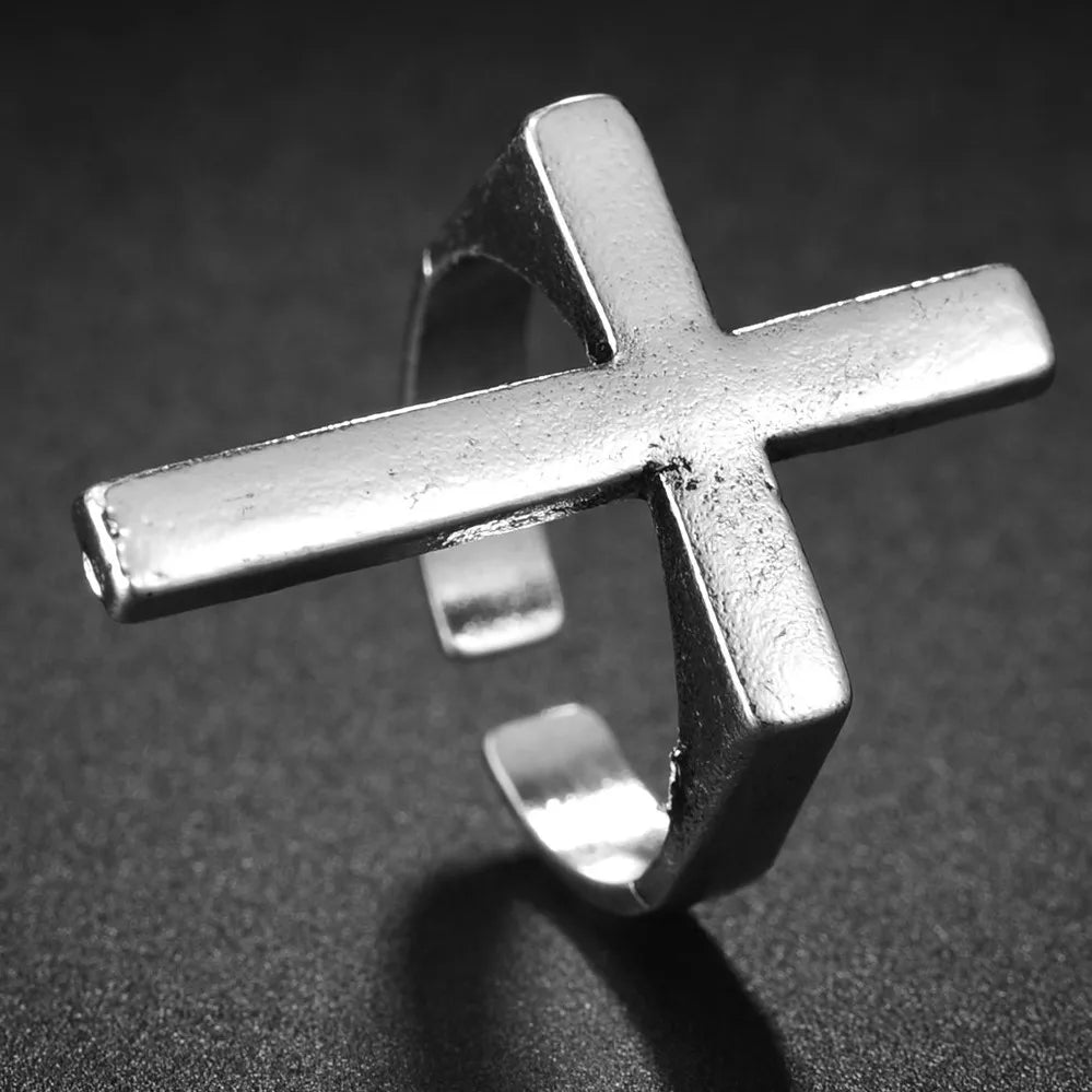 Men's Cross Signet Ring Silver
