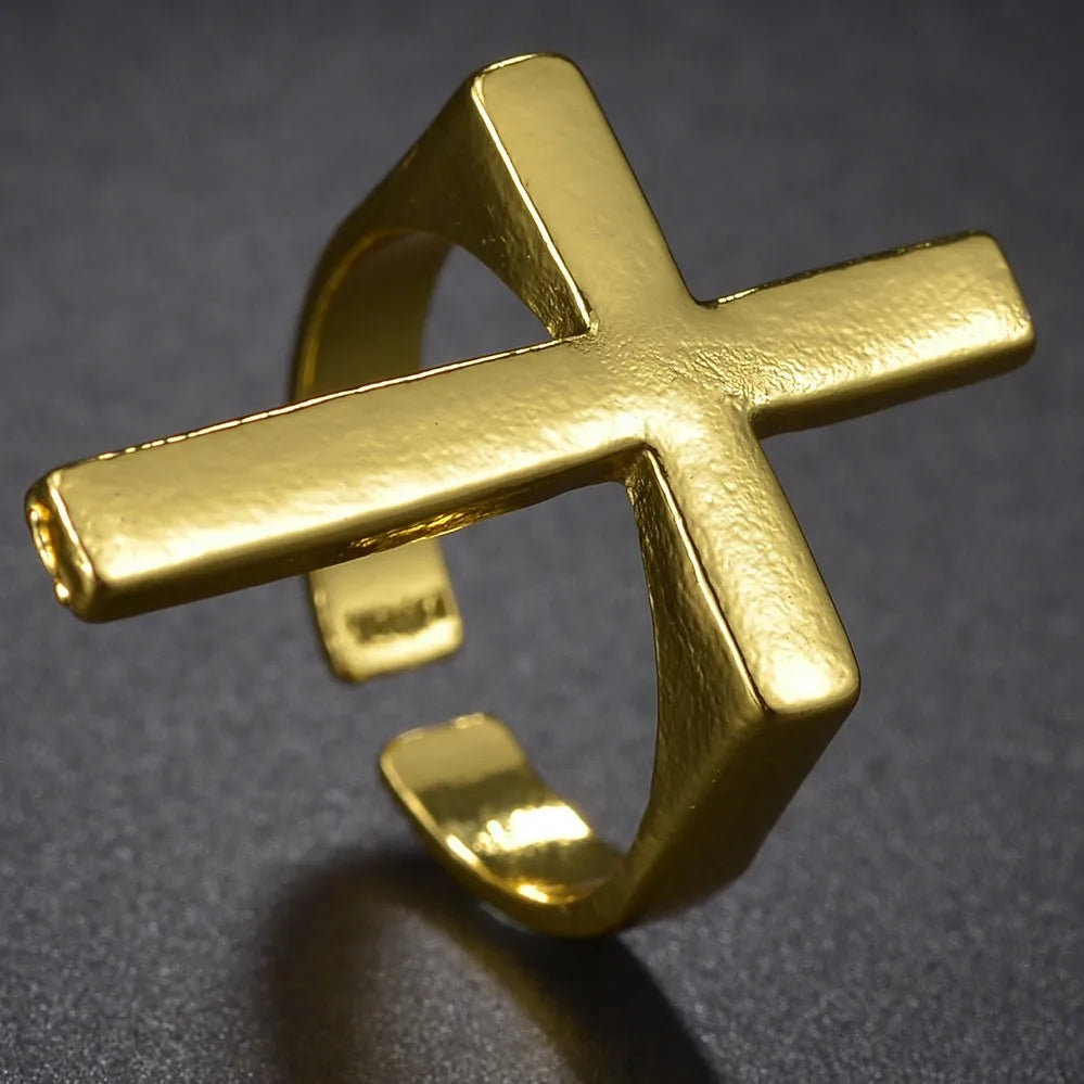 Men's Cross Signet Ring Gold