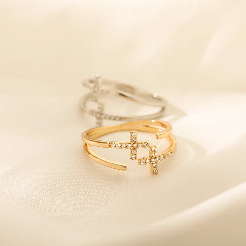 Christian Zircon Cross Ring for Women 
