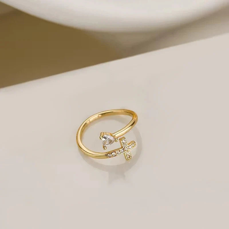 Cross & Zircon Ring for Women
