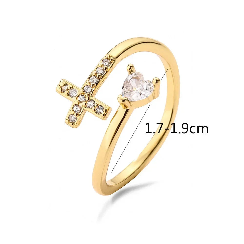 Cross & Zircon Ring for Women